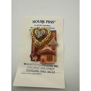 Lucinda House Pin on Card Pink Purple Glitter Heart Cupid Dog Valentine